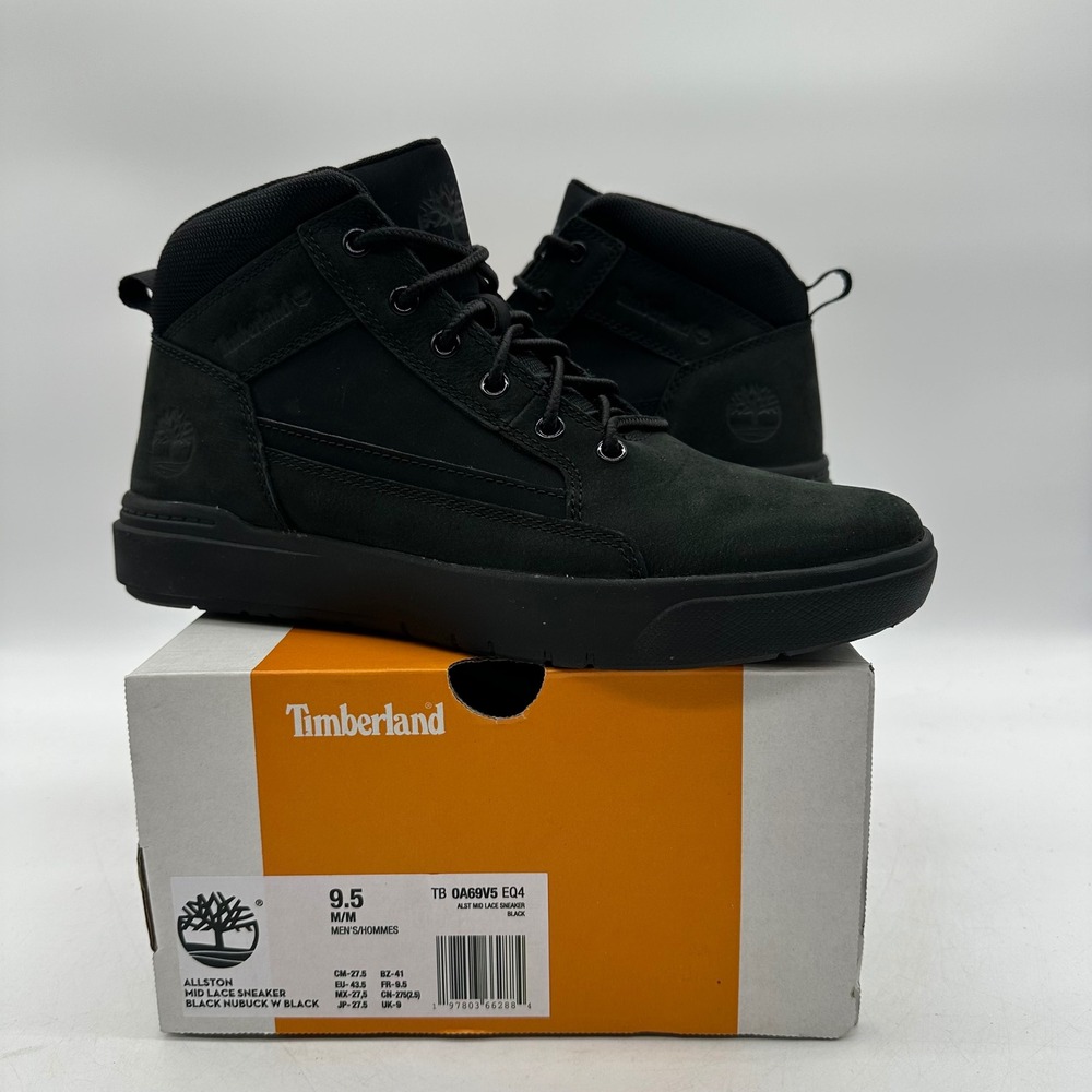 Timberland TB 0A69V5 EQ4 Mens 9.5 Allston Mid Lace Black Nubuck Sneaker‎ Boot